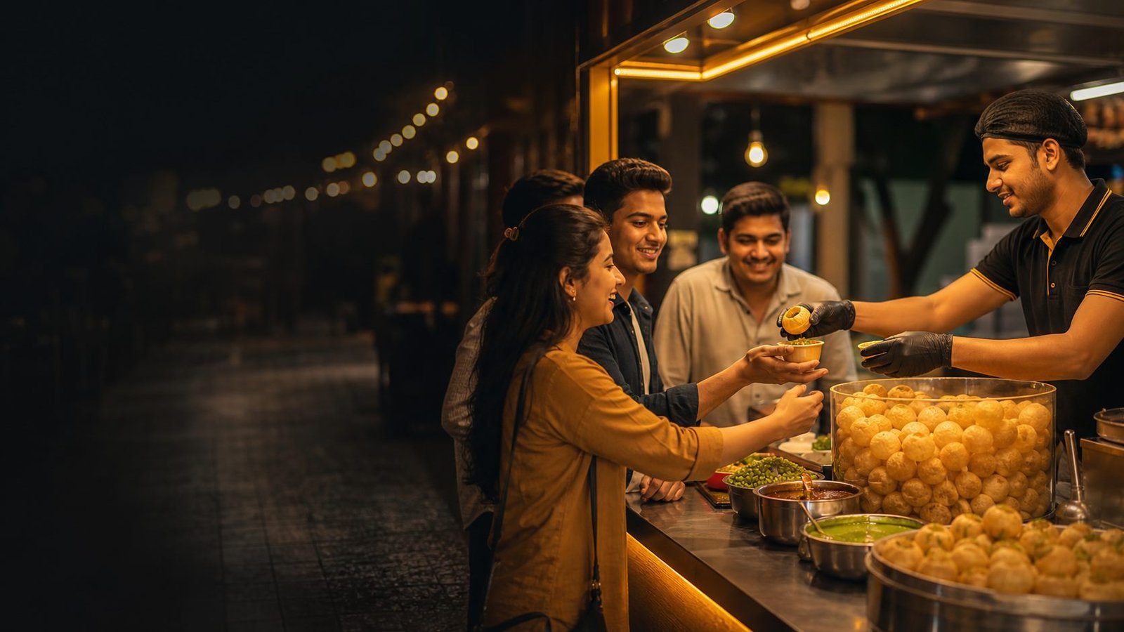 Cravings Patna pani puri stall with customers